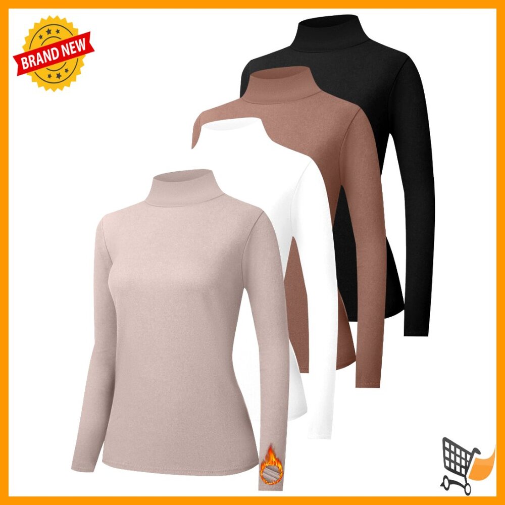 Fleece Lined Thermal Turtleneck Pullover Sweater Slim Fit Long Sleeve